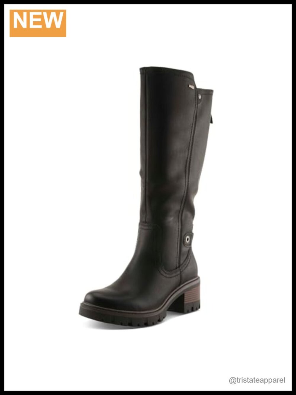 Knee High Boots with Extended Calf, Water Resistant, Synthetic Upper, Block Heel